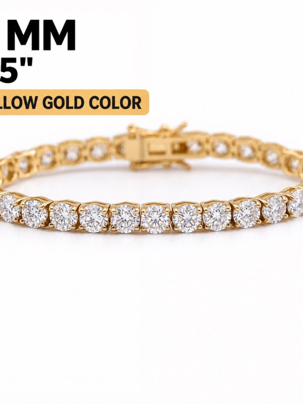 LEKANI 4mm Moissanite Tennis Bracelet S925 Gold 6.5 in